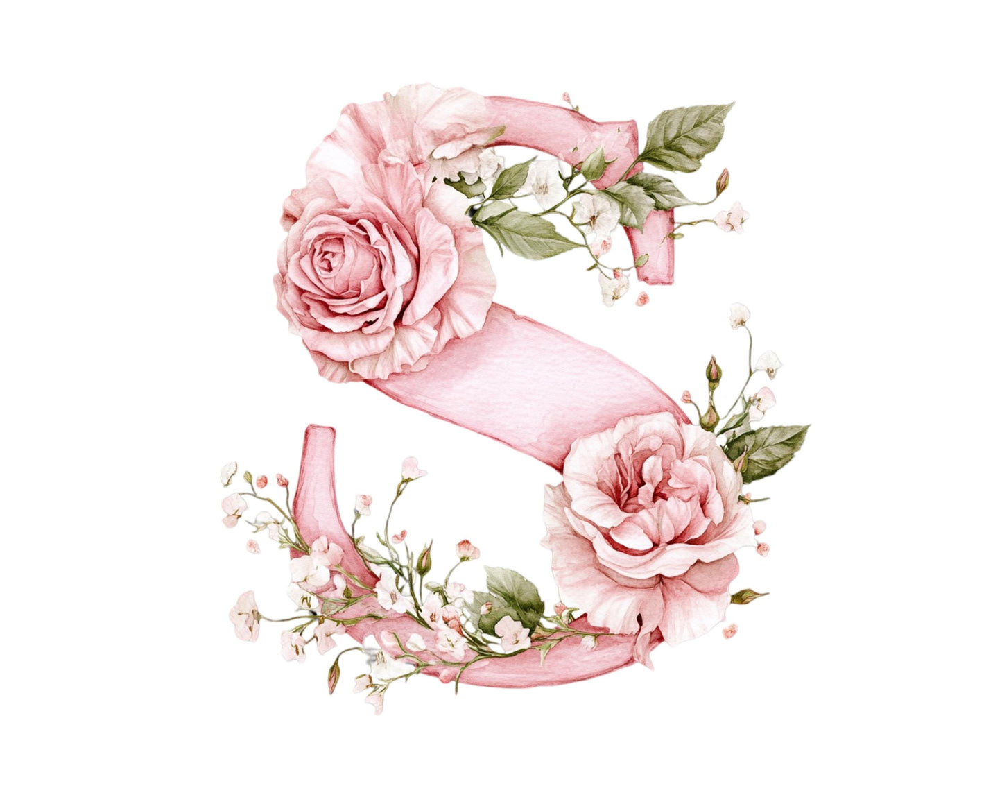 Watercolor Floral Alphabet Clipart. Pink Floral Alphabet Clipart, Alphabet And Number png, Letters Clipart png, Pink Alphabet Clipart