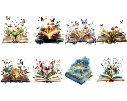 Aquarell-Zauberbuch-Clipart-Bundle (PNG), Fantasy-Buch-Clipart, druckbare Zauberbuch-Clipart (PNG), Zauber-Clipart (PNG), Aquarell-Buch-Clipart