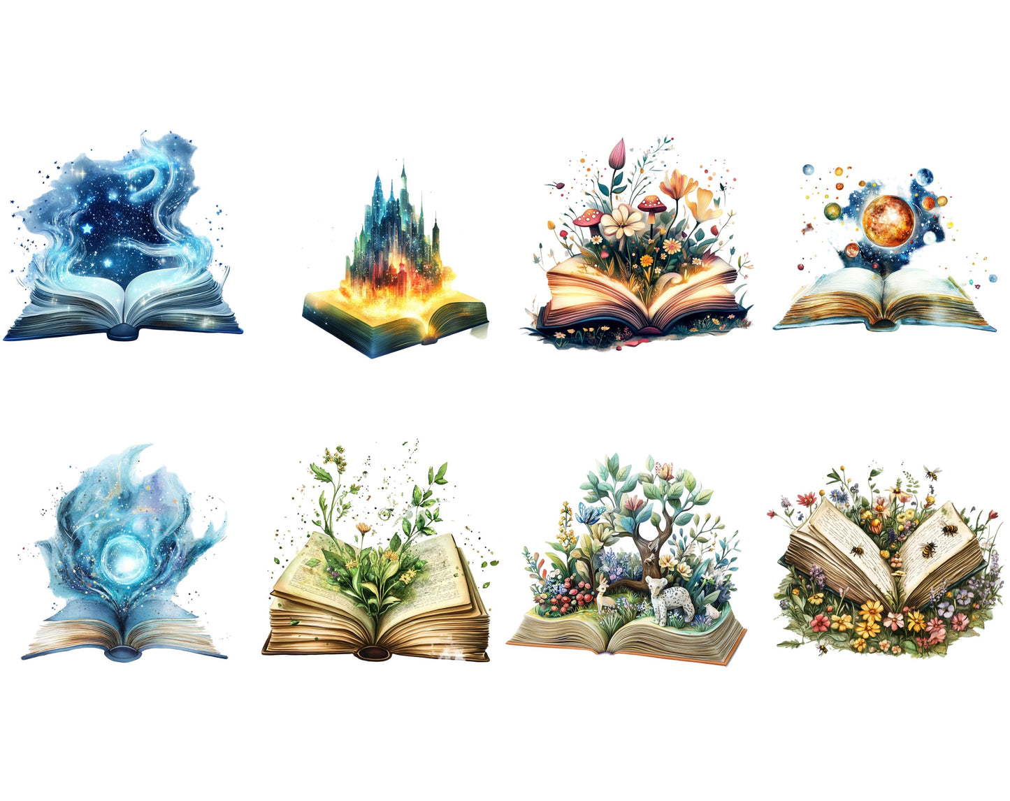 Aquarell-Zauberbuch-Clipart-Bundle (PNG), Fantasy-Buch-Clipart, druckbare Zauberbuch-Clipart (PNG), Zauber-Clipart (PNG), Aquarell-Buch-Clipart