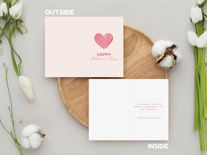 Editable Mother's Day Card Template: Printable Heart Design (Digital Download)