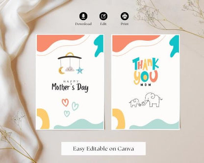 Editable Mother's Day Card Template: Printable Instant Download
