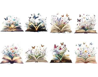 Watercolor Flower Book Clipart, Floral Book Clipart, Flower Book png, Book png, Nursery Clipart, Butterfly Book Clipart, Books Clipart