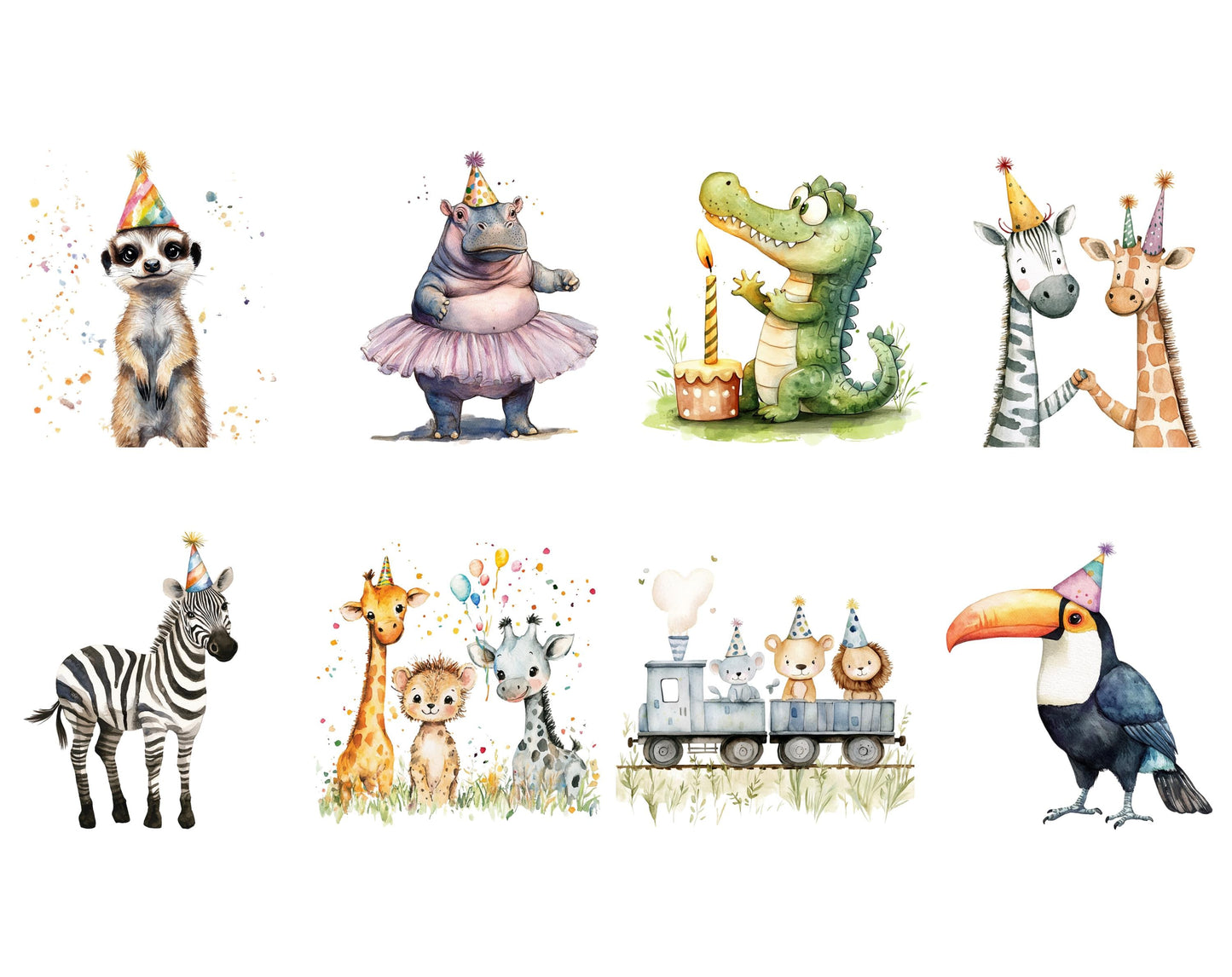 Safari Birthday Animal Clipart Bundle, Party Decor (Digital Download)