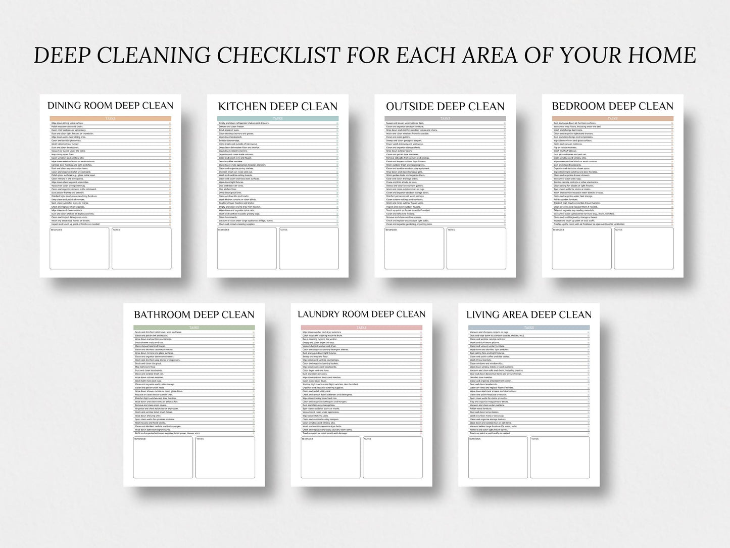 ADHD Cleaning Planner, Boho Style, 42 Printable Pages (Instant Download)