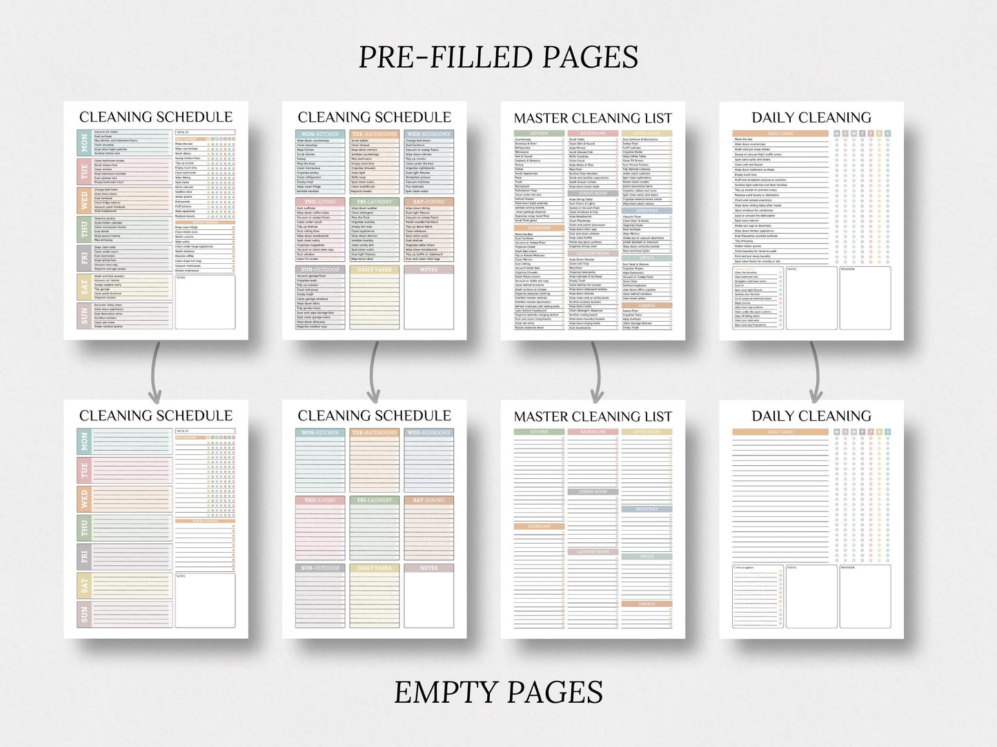 ADHD Cleaning Planner, Boho Style, 42 Printable Pages (Instant Download)