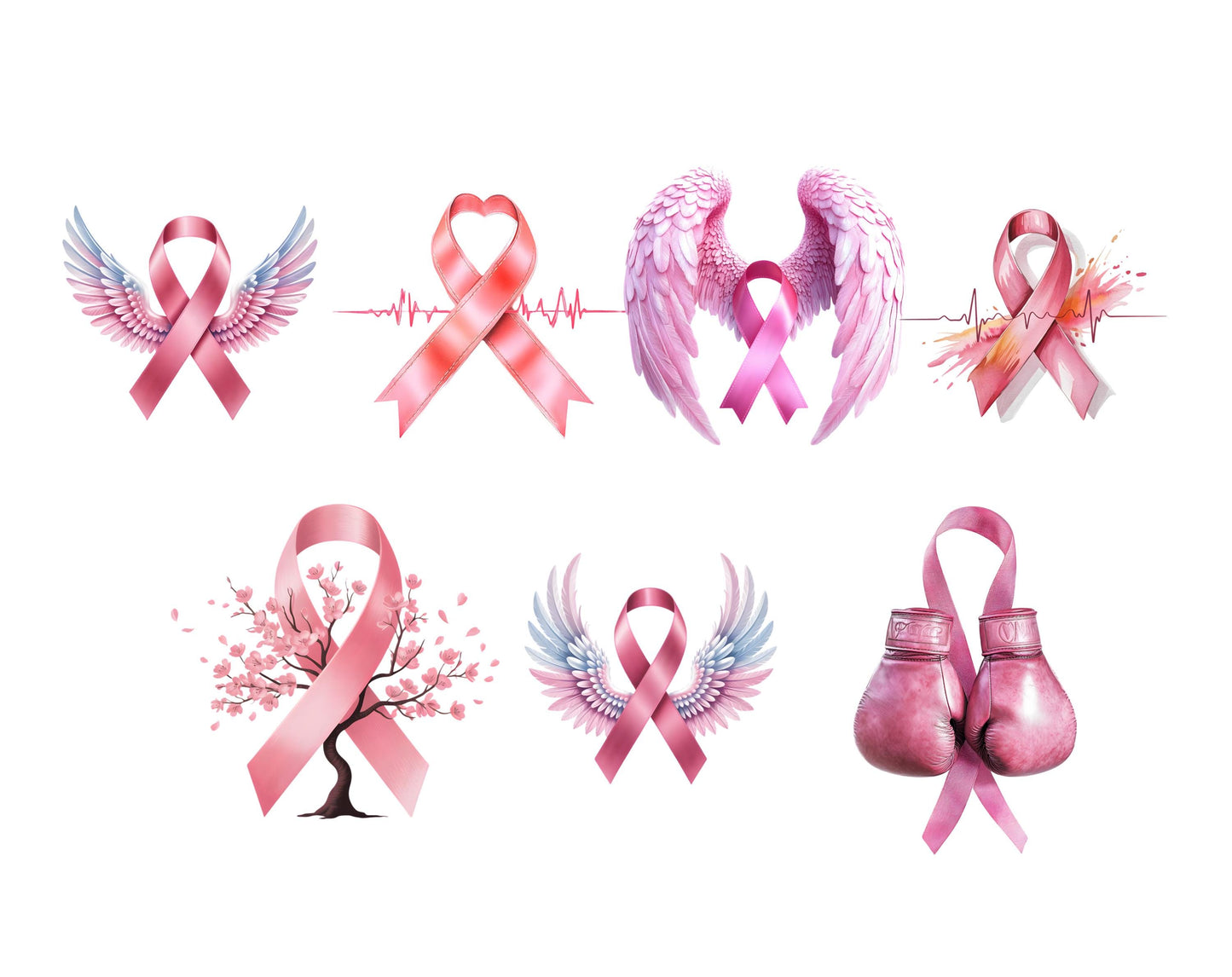 Breast Cancer Clipart Bundle png, Cancer Awareness Clipart png, Pink Ribbon Clipart, Ribbon png, Pink Ribbon png, Awareness Clipart png