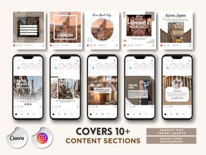 Travel Agent Social Media Templates: Canva Editable Instagram Posts (Digital Download)