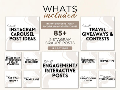 Travel Agent Social Media Templates: Canva Editable Instagram Posts (Digital Download)