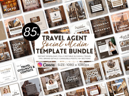 Travel Agent Social Media Templates: Canva Editable Instagram Posts (Digital Download)