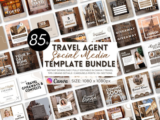 Travel Agent Social Media Templates: Canva Editable Instagram Posts (Digital Download)