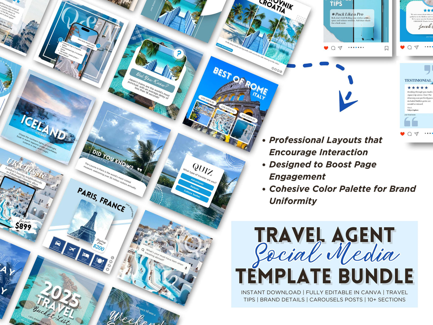 Travel Agent Social Media Templates: Canva Editable (Digital Download)