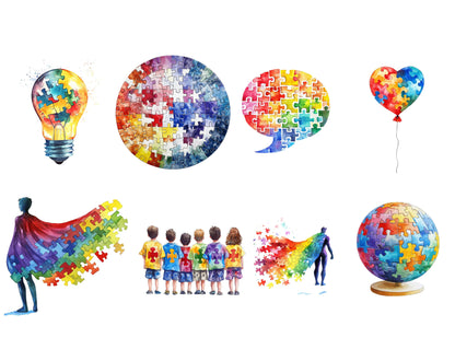 55 Autism Clipart, Austism Awareness png Bundle, Austism png, Austism Awareness png, Puzzle png, Puzzle Piece png, Austism Clipart, Ribbon