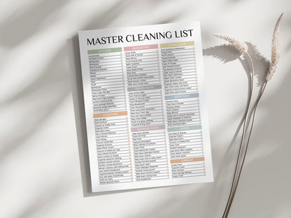 Boho Master Cleaning Checklist: Room-by-Room Planner (Printable PDF)