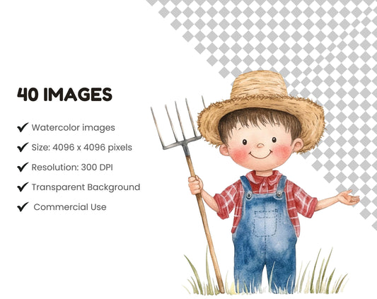 Watercolor Farm Clipart Set, Cute Farm Clipart png, Farm Animals Clipart, Farm Life Clipart, Animal Clipart, Cute Farm png