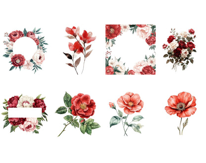 Rote Rose als Aquarell-Clipart, florales PNG (Digitaler Download)