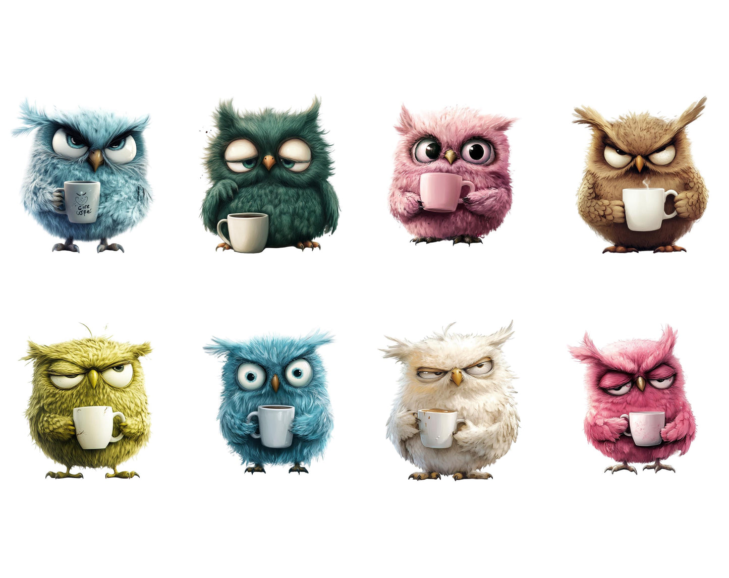 Watercolor Grumpy Birds Clipart Bundle, Nursery Decor (Digital Download)