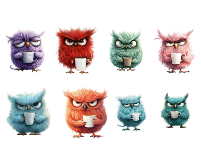 Watercolor Grumpy Birds Clipart Bundle, Nursery Decor (Digital Download)