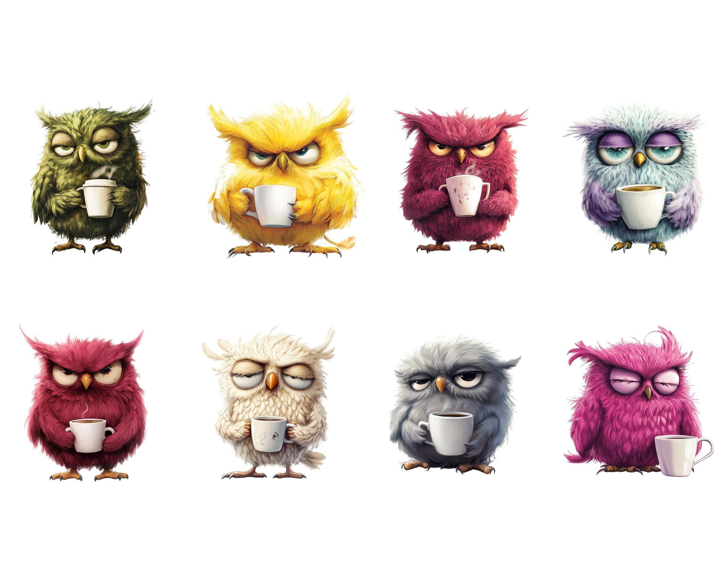 Watercolor Grumpy Birds Clipart Bundle, Nursery Decor (Digital Download)