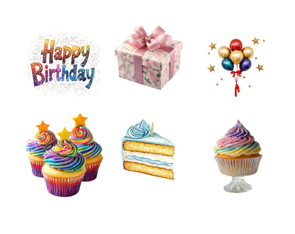 Watercolor Birthday Clipart Bundle png, Birthday Motifs Clipart png Bundle, Birthday Graphics Clipart, Birthday Party Decor Clipart