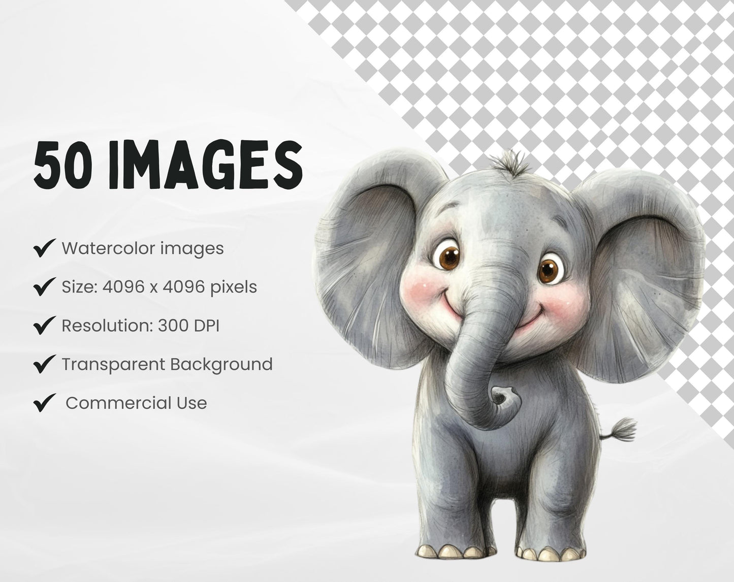 50 niedliche Tier-Cliparts (PNG-Bundle), Aquarell-Tier-Cliparts, Tier-Cliparts, skurrile Tier-Cliparts, Baby-Tier-Cliparts zum Ausdrucken