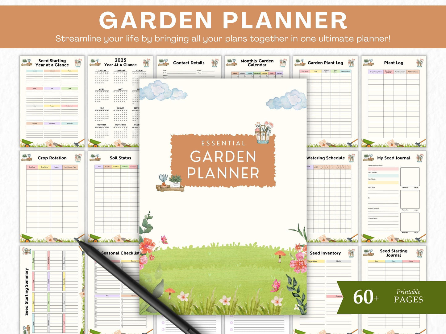 Printable Garden Planner, Gardening Logbook (A4, US Letter, A5)