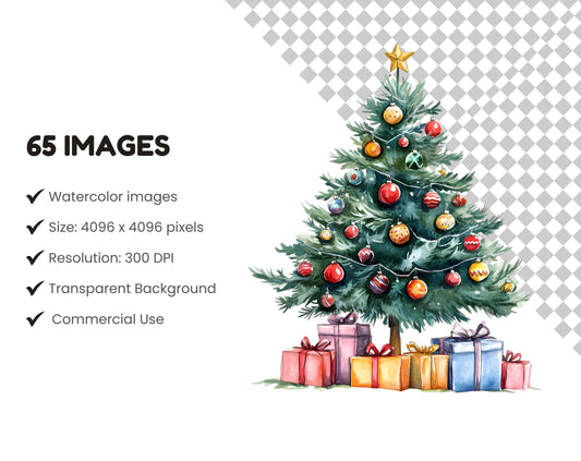Watercolor Christmas Clipart Bundle png, Christmas Elements Clipart, Christmas png, Xmax png, Snowman Clipart, Christmas Santa Clipart