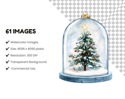 Christmas Elements Clipart Set png, Watercolor Christmas Element Clipart, Christmas png, Christmas Ornament Clipart, Christmas Tree png