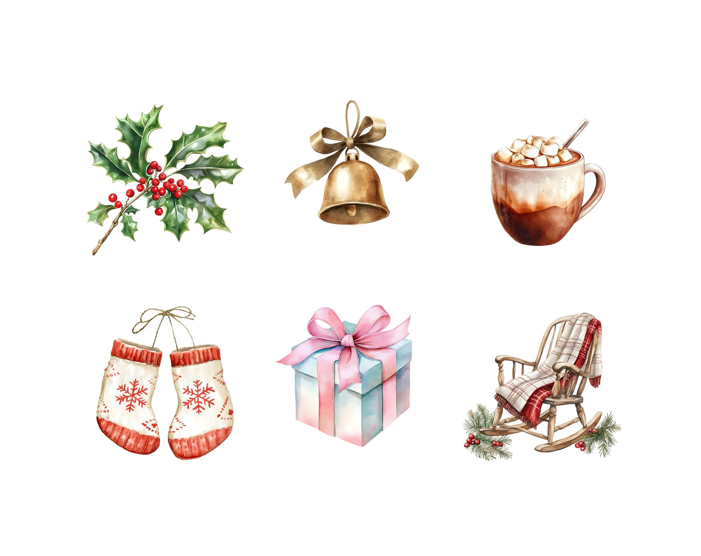 Cute Christmas Clipart Bundle png, Watercolor Cute Christmas Clipart, Cute Santa Clipart, Cute Christmas png Bundle, Merry Christmas png
