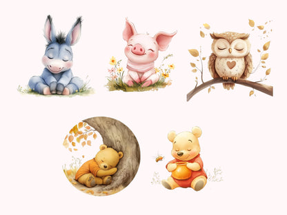 Watercolor Pooh Clipart Bundle png, Classic Pooh Clipart png, Classic Winnie The Pooh Clipart, Winnie Pooh Clipart, Bear Clipart png
