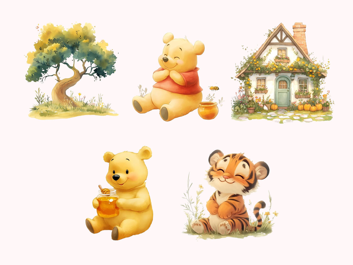 Watercolor Pooh Clipart Bundle png, Classic Pooh Clipart png, Classic Winnie The Pooh Clipart, Winnie Pooh Clipart, Bear Clipart png