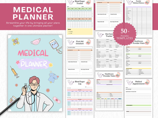 Printable Medical Planner Template, Healthcare Planner, Habit Planner, Medication Planner, Doctor Planner, Nursing Planner, Family Medical