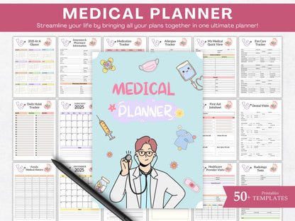 Printable Medical Planner Template, Healthcare Planner, Habit Planner, Medication Planner, Doctor Planner, Nursing Planner, Family Medical