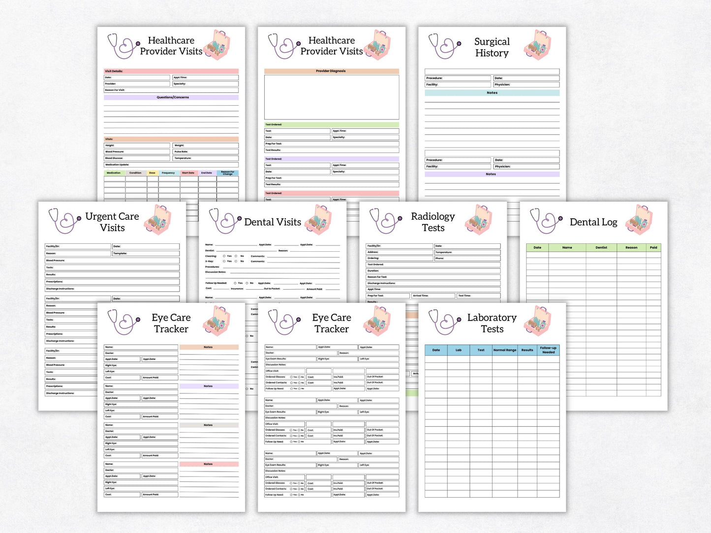 Printable Medical Planner Template, Healthcare Planner, Habit Planner, Medication Planner, Doctor Planner, Nursing Planner, Family Medical