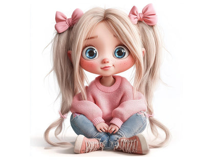 Lustige Mädchen-Cliparts (PNG), Aquarell-Cliparts von lustigen Mädchen, Cliparts von schrägen Mädchen, lustige Mädchen-PNGs, Mädchen-PNGs, Cliparts von Mädchen mit lockigen Haaren