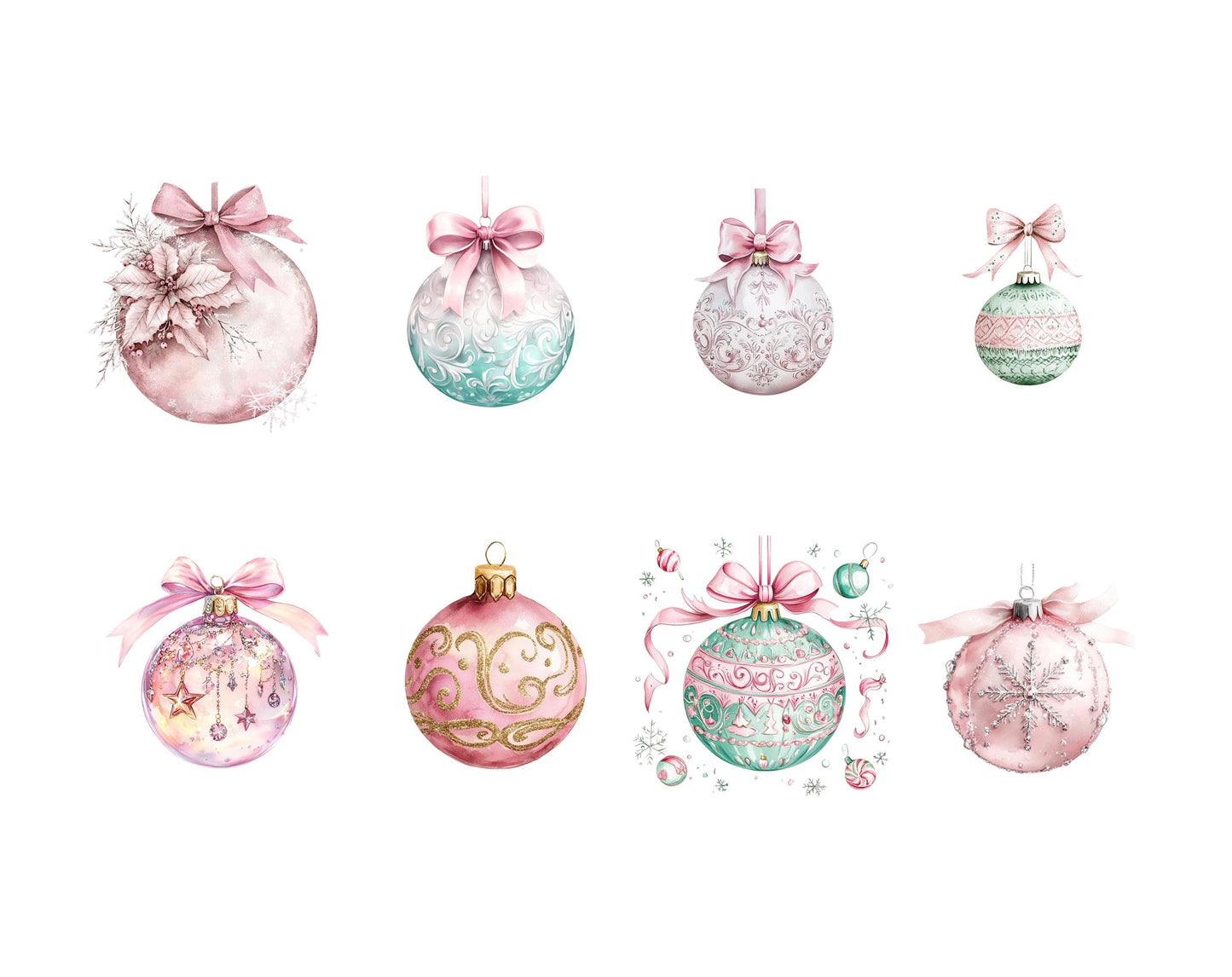 Christmas Ornaments Clipart Bundle png, Ornaments Clipart, Christmas Clipart, Christmas Decor Clipart png, Baubles Clipart png