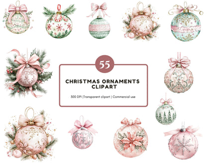 Christmas Ornaments Clipart Bundle png, Ornaments Clipart, Christmas Clipart, Christmas Decor Clipart png, Baubles Clipart png