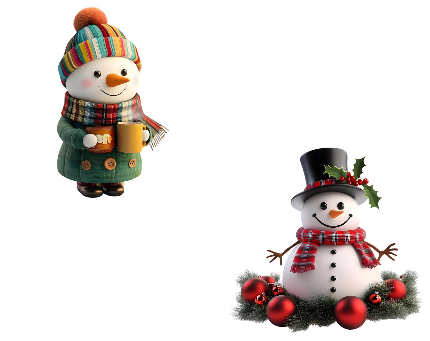 Watercolor Snowman Clipart Bundle, Snowman Clipart png Bundle, Winter Clipart, Winter Snowman Clipart, Nutcracker Ornament Clipart