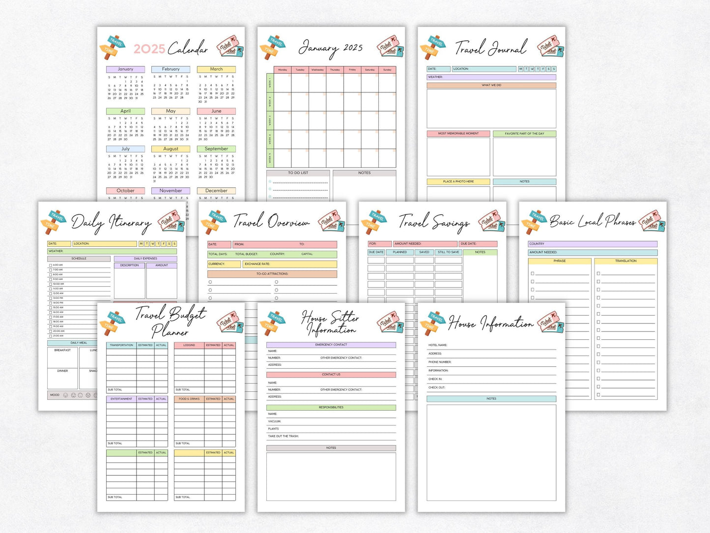 Travel Planner Printable Template, Vacation Journal (PDF)