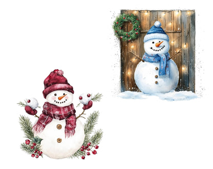 Aquarell-Schneemann-Clipart-Bundle (PNG), Schneemann-Clipart-Sammlung, Schneemann-Clipart mit hervorlugendem Gesicht, Winter-Feiertags-Clipart, Schneemann-Weihnachts-Clipart (PNG)