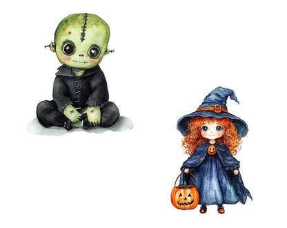 Watercolor Halloween Clipart Bundle, Cute Halloween Clipart png, Witch Clipart, Pumpkin CLipart, Black Cat Clipart, Halloween Decoration png