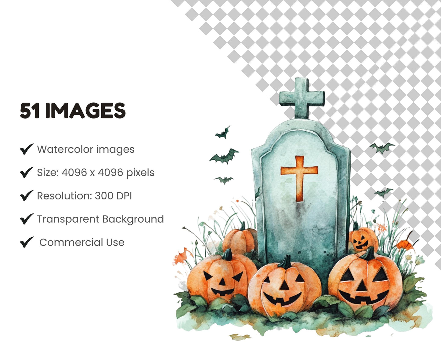 Watercolor Halloween Clipart Bundle, Cute Halloween Clipart png, Witch Clipart, Pumpkin CLipart, Black Cat Clipart, Halloween Decoration png