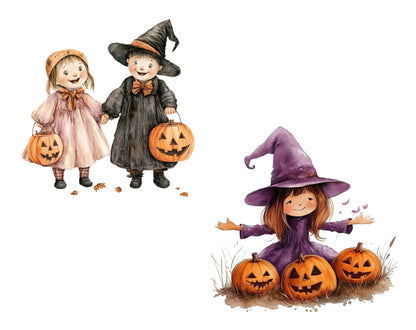 53 Happy Halloween Collection Clipart, Watercolor Happy Halloween Clipart Bundle png, Halloween Cat Clipart, Spooky Halloween Clipart png