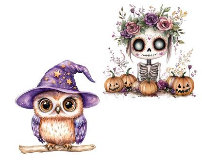 Kawaii Halloween Clipart, Watercolor Halloween Clipart, Cute Halloween Clipart, Halloween Decor Clipart, Halloween png, Halloween Graphics