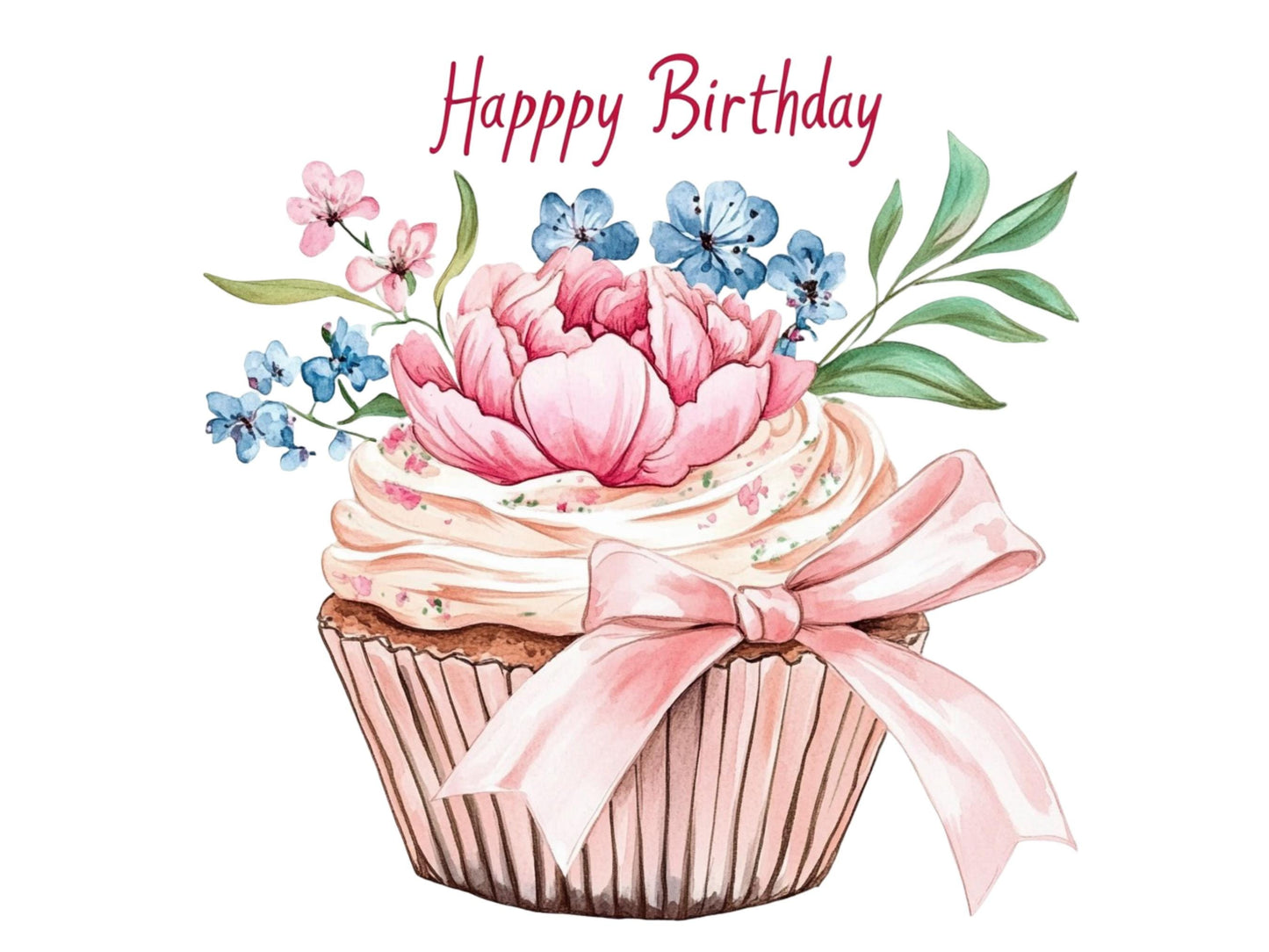 Watercolor Birthday Cupcake Clipart Bundle, Happy Birthday Clipart, Birthday Clipart png, Cupcake Clipart, Birthday Graphics, Cupcake png