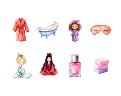 Watercolor Spa Party Clipart, Spa Party Clipart png Bundle, 51 Spa Party Clipart, Glam Girl Clipart, Spa Girl Clipart, Bath And Spa Clipart