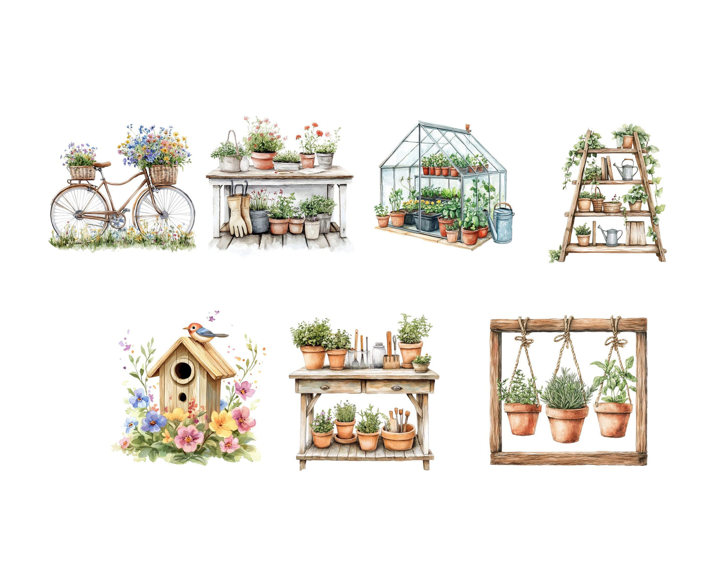 Watercolor Gardening Clipart Bundle png, Gardening Clipart, Garden Clipart png, Home Garden Clipart, Gardening Tools clipart