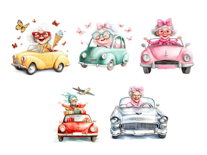 Funny Old Lady Clipart Bundle png, Watercolor Funny Old Lady Clipart, Funny Lady Clipart, Old Lady Clipart, Grandma Clipart, Women Clipart