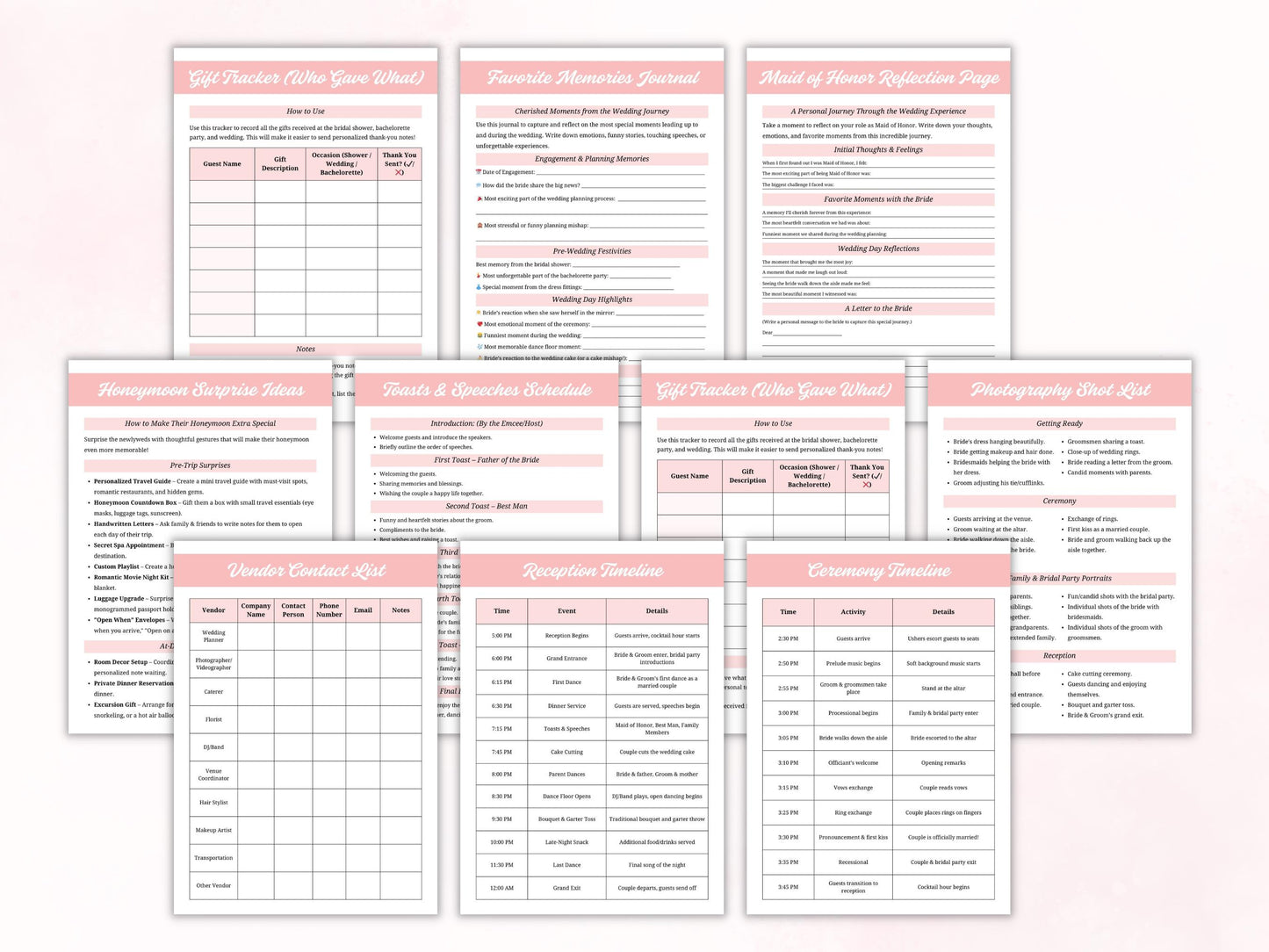 Maid of Honor Printable  Planner, Maid Of Honor Wedding Planner Bundle,  Hen Party Planner, Bachelorette Party Planning, Wedding Binder