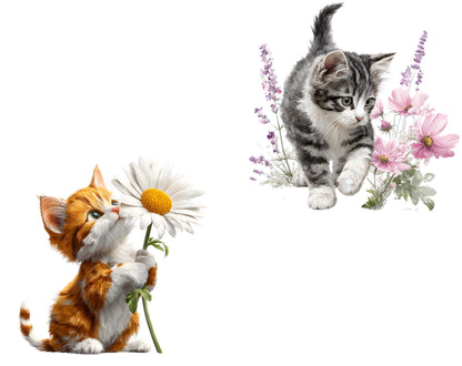 Babykatze mit Blumen Clipart, Niedliche Katze und Blume Clipart (PNG), Babykatze Clipart, Blumenkatze Clipart, Blumen Clipart (PNG), Katze mit Blume Clipart