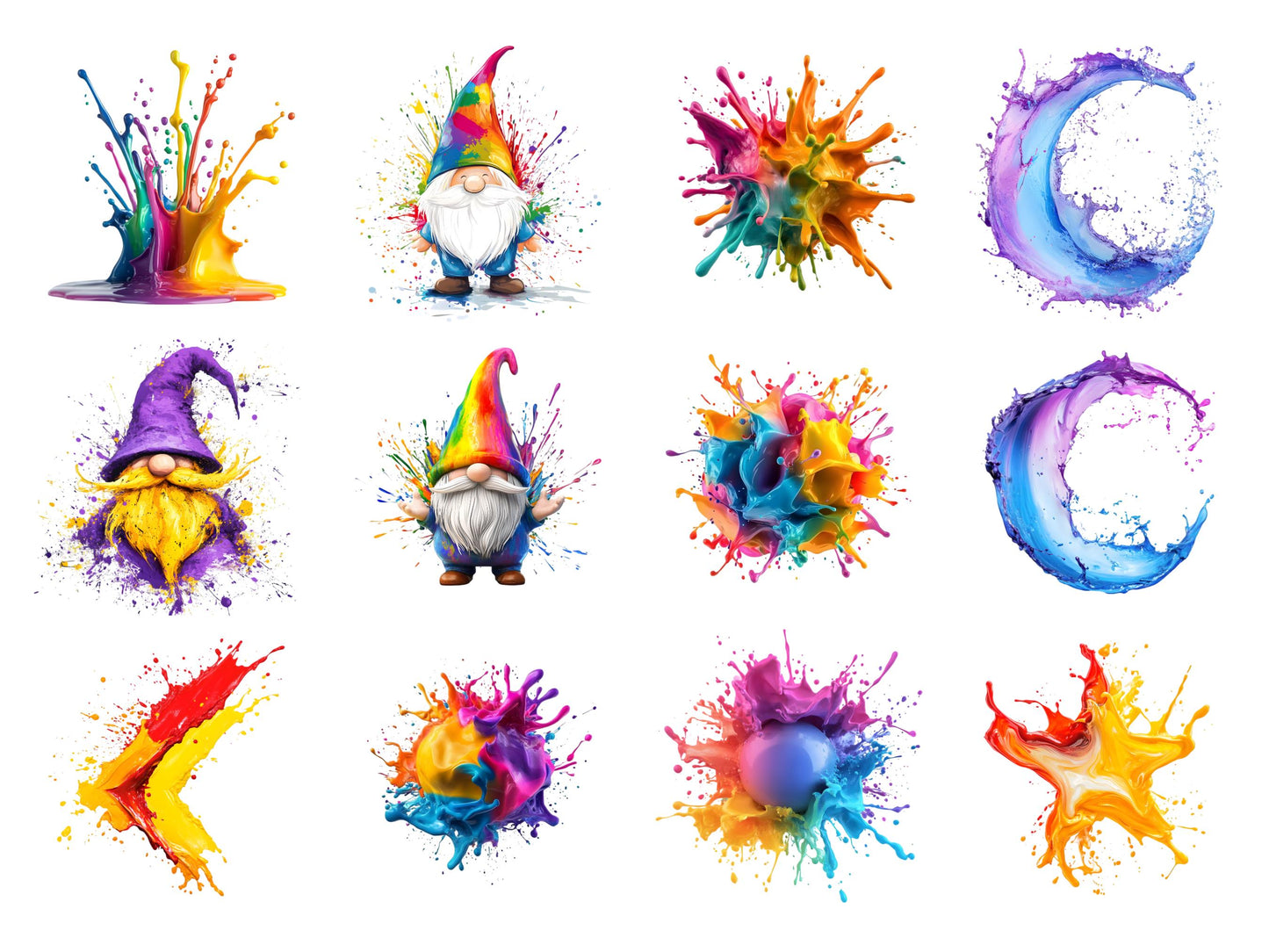 Aquarell-Spritzer-Clipart-Bundle (PNG), Farbspritzer-Clipart, Farbspritzer-Clipart (PNG), Bunte Spritzer (PNG), Tintenspritzer-Clipart